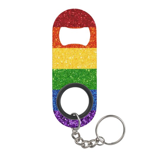 LGBT Glitter Rainbow Pride Flag Mini Flessenopener (Achterkant)