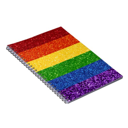 LGBT Glitter Rainbow Pride Flag Notitieboek (Rechterzijde)