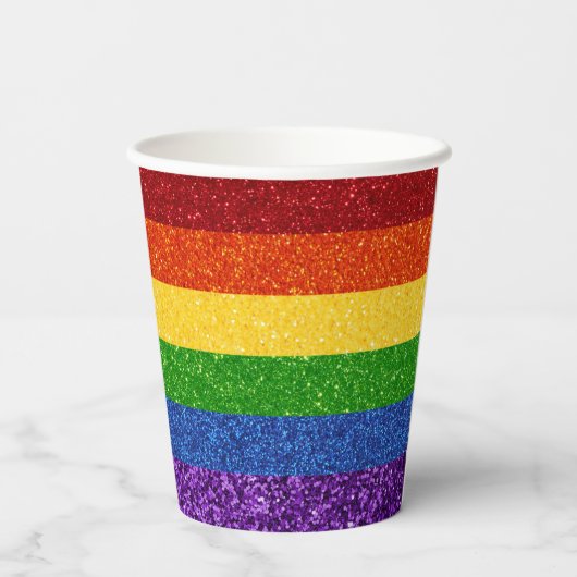 LGBT Glitter Rainbow Pride Flag Papieren Bekers (Achterkant)