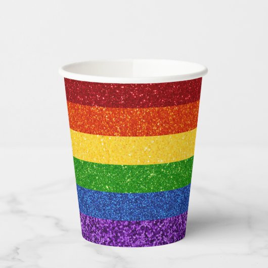LGBT Glitter Rainbow Pride Flag Papieren Bekers (Links)