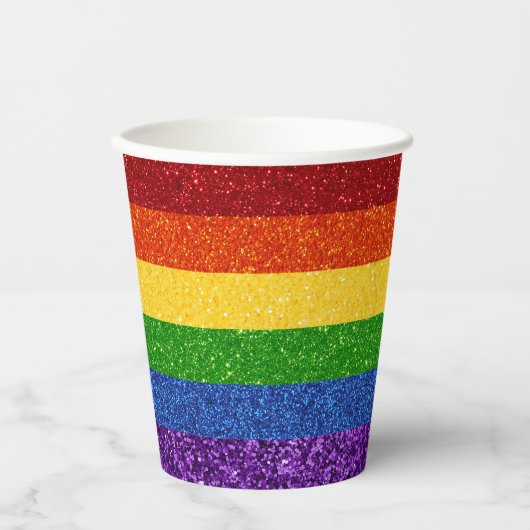 LGBT Glitter Rainbow Pride Flag Papieren Bekers (Voorkant)