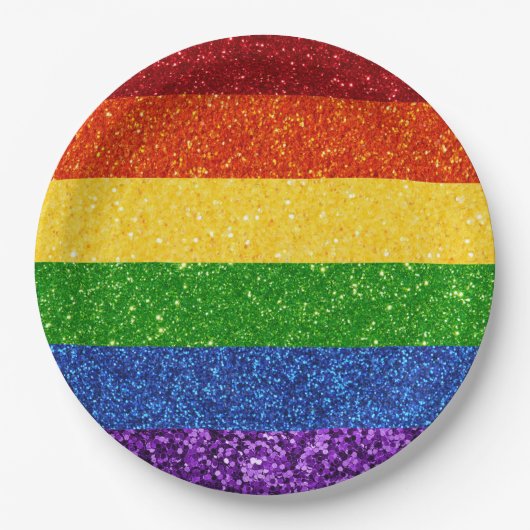 LGBT Glitter Rainbow Pride Flag Papieren Bordje (Voorkant)