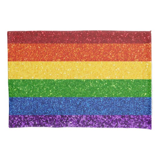 LGBT Glitter Rainbow Pride Flag Pillow Hoesje Kussensloop (Voorkant)