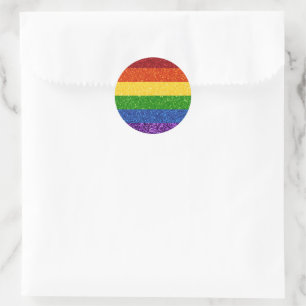 LGBT Glitter Rainbow Pride Flag Ronde Sticker