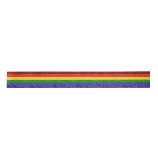 LGBT Glitter Rainbow Pride Flag Satijnen Lint (Voorkant)