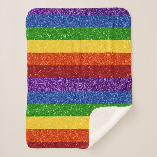 LGBT Glitter Rainbow Pride Flag Sherpa Deken (Voorkant)