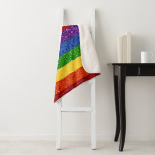 LGBT Glitter Rainbow Pride Flag Sherpa Deken