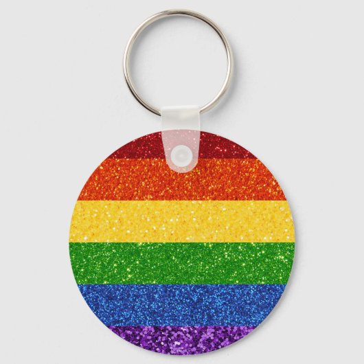 LGBT Glitter Rainbow Pride Flag Sleutelhanger (Voorkant)
