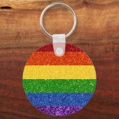 LGBT Glitter Rainbow Pride Flag Sleutelhanger (Voorkant)