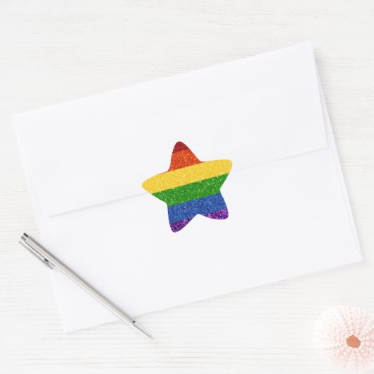 LGBT Glitter Rainbow Pride Flag Ster Sticker (Envelop)