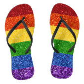 LGBT Glitter Rainbow Pride Flag Teenslippers (Voetbed)