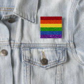 LGBT Glitter Rainbow Pride Flag Vierkante Button 5,1 Cm (In situ)