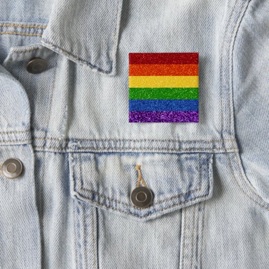 LGBT Glitter Rainbow Pride Flag Vierkante Button 5,1 Cm (In situ)
