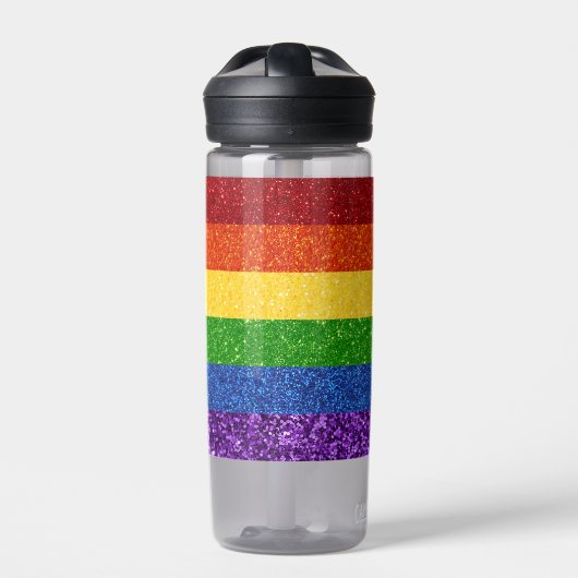 LGBT Glitter Rainbow Pride Flag Waterfles (Voorkant)