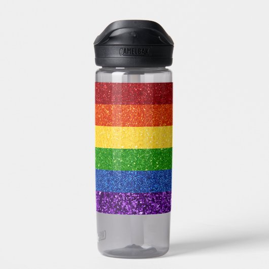 LGBT Glitter Rainbow Pride Flag Waterfles (Achterkant)