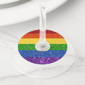 LGBT Glitter Rainbow Pride Flag Wijnglaslabel (Dichtbij)