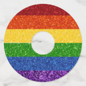 LGBT Glitter Rainbow Pride Flag Wijnglaslabel (Achterkant)