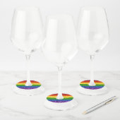 LGBT Glitter Rainbow Pride Flag Wijnglaslabel (Set)