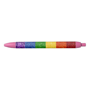 LGBT Glitter Rainbow Pride Flag Zwarte Inkt Pen