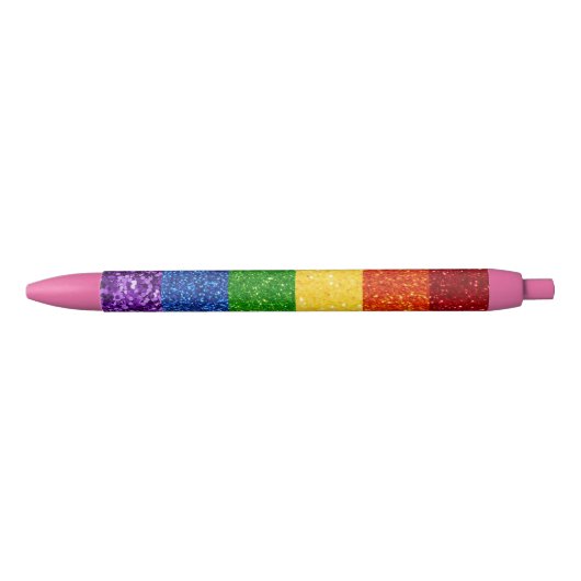 LGBT Glitter Rainbow Pride Flag Zwarte Inkt Pen (Voorkant)