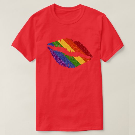 LGBT Glitter Rainbow Pride Lips T-shirt (Design voorkant)