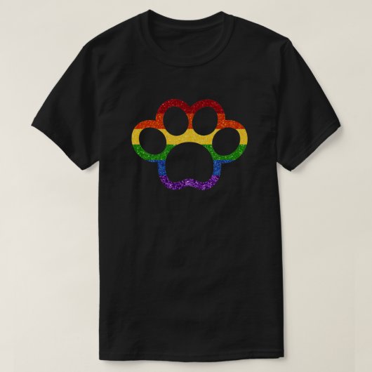 LGBT Glitter Rainbow Pride Paw T-shirt (Design voorkant)