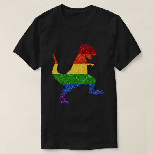 LGBT Glitter Rainbow Pride T-Rex T-shirt (Design voorkant)