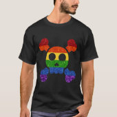 LGBT Glitter Rainbow Skull 'n' Kroesbeenderen T-shirt (Voorkant)