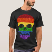 LGBT Glitter Rainbow Skull T-shirt (Voorkant)