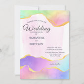 LGBT Gold & Rainbow Waterverf Weddenschap Kaart (Voorkant)