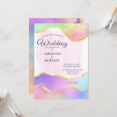 LGBT Gold & Rainbow Waterverf Weddenschap Kaart (Voorkant / Achterkant in situ)