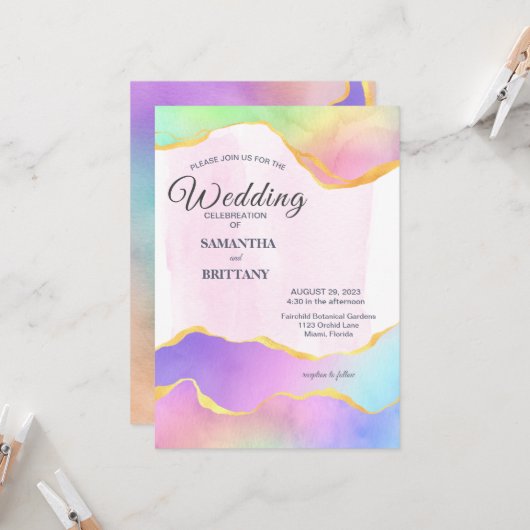 LGBT Gold & Rainbow Waterverf Weddenschap Kaart