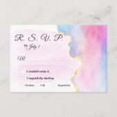 LGBT Gold & Rainbow Waterverf Weddenschap RSVP Informatiekaartje (Voorkant)