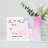 LGBT Gold & Rainbow Waterverf Weddenschap RSVP Informatiekaartje (Staand voorkant)