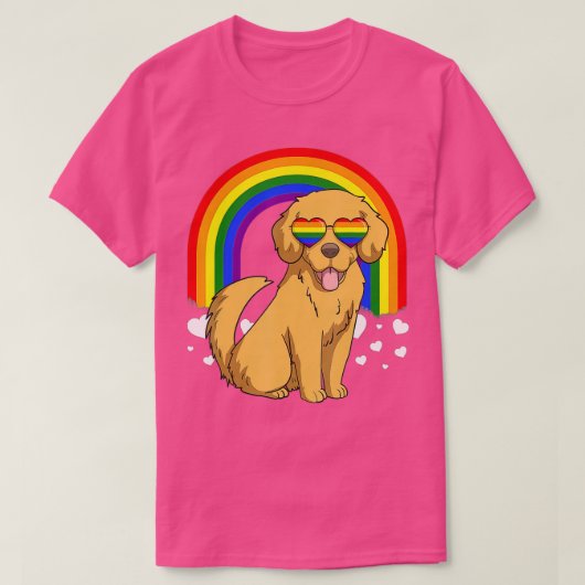 LGBT Golden Retriever Dog Gay Pride Rainbow LGBTQ T-shirt (Design voorkant)