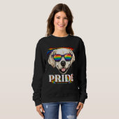 LGBT Golden Retriever Gay Pride Rainbow Flag Sungl Trui (Voorkant volledig)