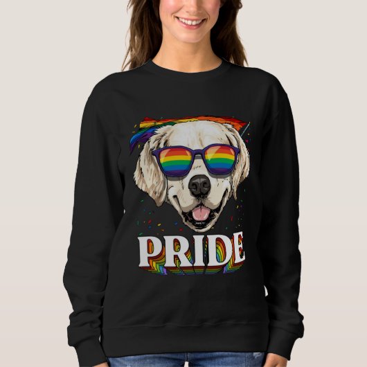 LGBT Golden Retriever Gay Pride Rainbow Flag Sungl Trui (Voorkant)