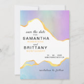 LGBT Gouden Regenboog Aquarel Trouwen Save the Dat Kaart (Voorkant)