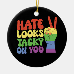 LGBT Haat Past Niet Bij Je Pride Groovy Keramisch Ornament
