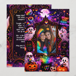 🎃🌈 LGBT Halloween aangepaste fotokaart Kaart