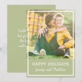 LGBT Happy Holigays kerstfoto Olive Green Feestdagenkaart (Voorkant / Achterkant)