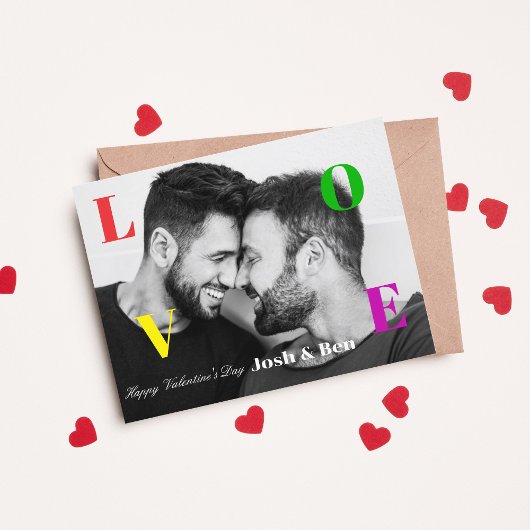 LGBT Happy Valentine's Day Custom Foto Monogram Briefkaart