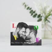 LGBT Happy Valentine's Day Custom Foto Monogram Briefkaart (Staand voorkant)