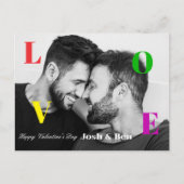 LGBT Happy Valentine's Day Custom Foto Monogram Briefkaart (Voorkant)