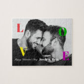 LGBT Happy Valentine's Day Custom Foto Monogram Legpuzzel (Horizontaal)