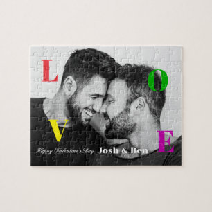 LGBT Happy Valentine's Day Custom Foto Monogram Legpuzzel