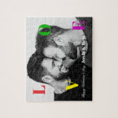 LGBT Happy Valentine's Day Custom Foto Monogram Legpuzzel (Verticaal)