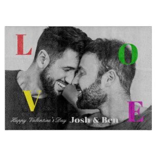 LGBT Happy Valentine's Day Custom Foto Monogram Snijplank