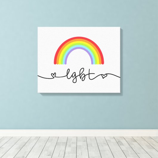 LGBT-harten en regenbogen Canvas Afdruk (Insitu (Houten vloer))