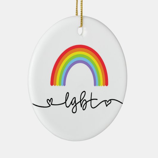 LGBT-harten en regenbogen Keramisch Ornament (Rechts)